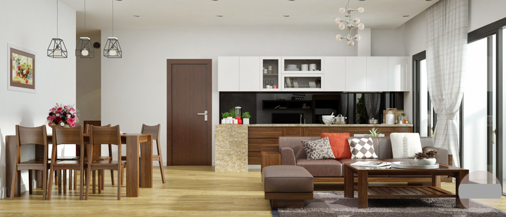 Căn hộ sẽ rộng rãi hơn với không gian mở giữa phòng khách và phòng ăn.