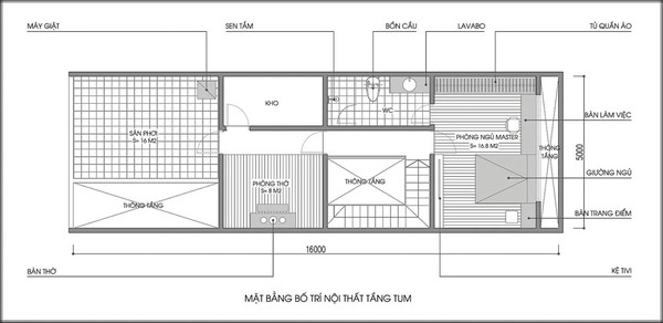 Mặt bằng tầng tum theo tư vấn từ KTS.