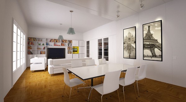 Không gian sinh hoạt chung trở nên rộng rãi hơn bởi phòng khách và bếp liên thông với nhau.