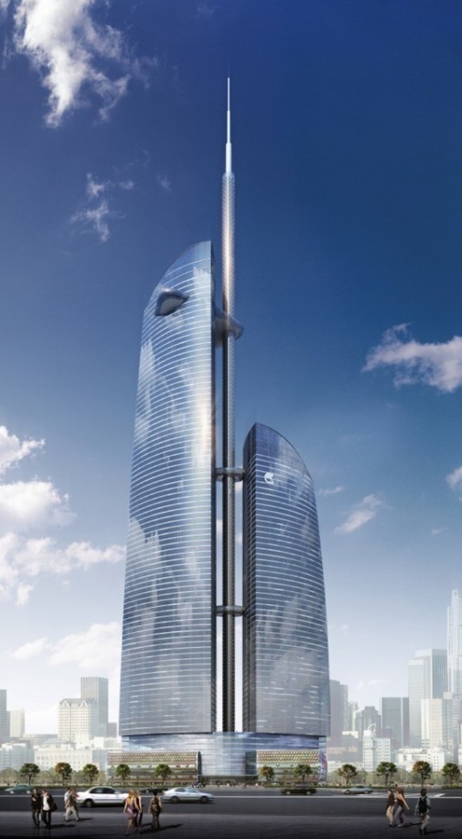 Chiều cao của tòa tháp là 373m, có 95 tầng