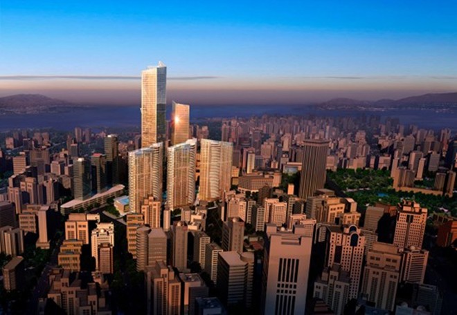 Chiều cao của tòa tháp là 383m với 80 tầng, cao thứ 37 toàn cầu.