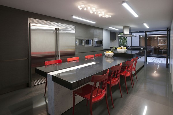 Chỉ cần một chút chấm phá sắc đỏ, không gian bếp nhà bạn sẽ trở nên ấm cúng hơn.
