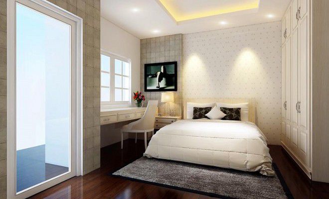Phòng ngủ dành cho khách với nội thất sang trọng, ấm cúng.