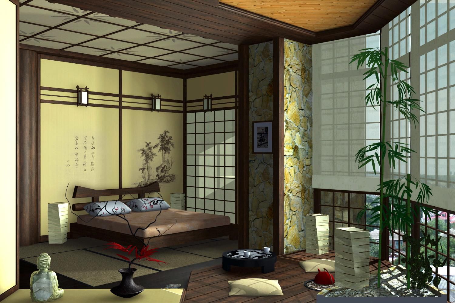 Phòng ngủ mộc mạc, giản dị với phong cách Nhật Bản truyền thống.