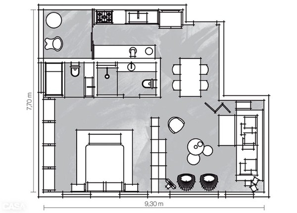 Thiết kế chi tiết của căn hộ 70m2.