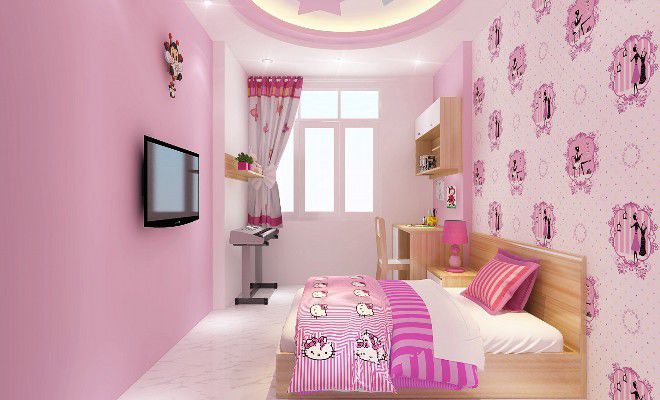 Phòng ngủ ngọt ngào dành cho bé gái.
