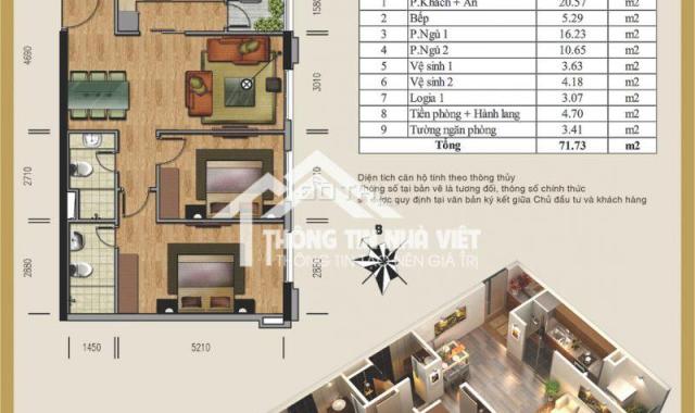 Chính chủ cần bán gấp căn 71,73m2, 2PN chung cư New House Xa La. Lh 0903222591