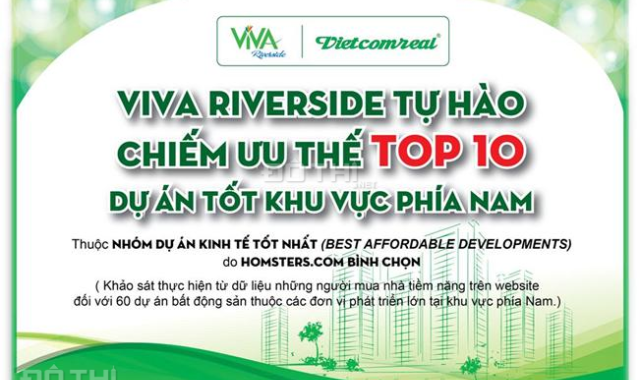 Chủ đầu tư Vietcomreal bán căn hộ Viva Riverside 3 mặt tiền Q6, tặng 3 năm phí QL, VAT 9%, CK 8%