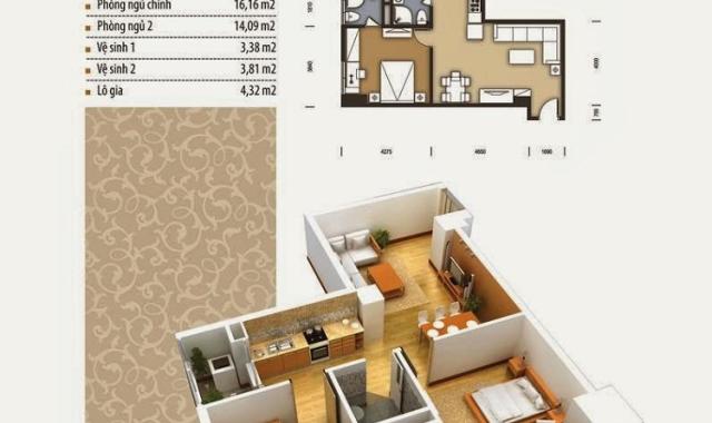 Bán căn hộ chung cư full thất, 2 phòng ngủ giá 1,750 tỷ. Lh 0944224489