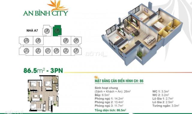 Căn góc số 12 tòa A8 tầng 08 chung cư An Bình City giá tốt nhất
