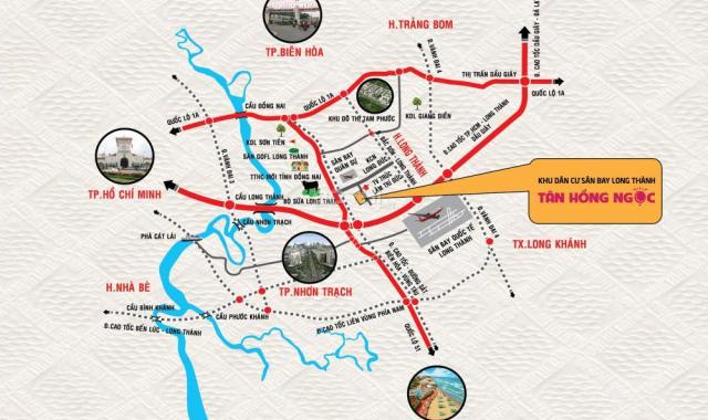Dự án khu dân cư sân bay Long Thành - Tân Hồng Ngọc - DT từ 100-1000m2. Giá 2,6 tr/m2 (đã có VAT)