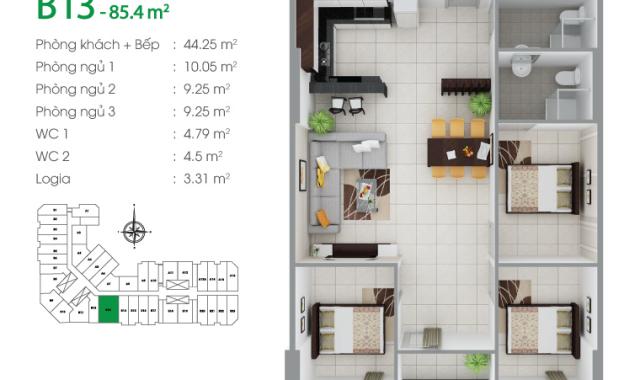 Bán căn hộ chung cư tại dự án căn hộ 8X Đầm Sen, Tân Phú, Hồ Chí Minh diện tích 64m2 giá 1 tỷ