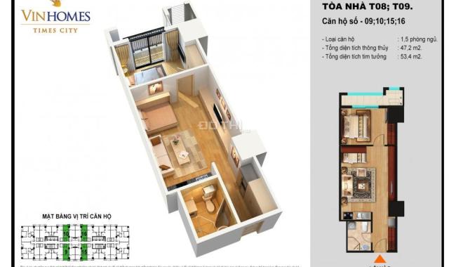 Bán căn hộ chung cư tại dự án Times City, Hai Bà Trưng, Hà Nội diện tích 53.4m2 giá 2 tỷ