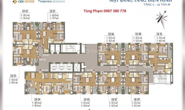 Bán căn 1105 2PN tòa H Park View Residence mới 100%, giá gốc hợp đồng, nhận nhà ở ngay