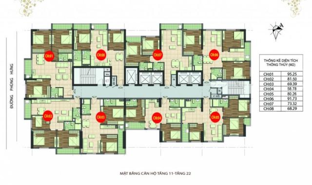 Cần bán gấp căn hộ chung cư 89 Phùng Hưng, căn tầng 1903 DT: 69.39m2, giá: 16tr/m2. LH: 0989540020