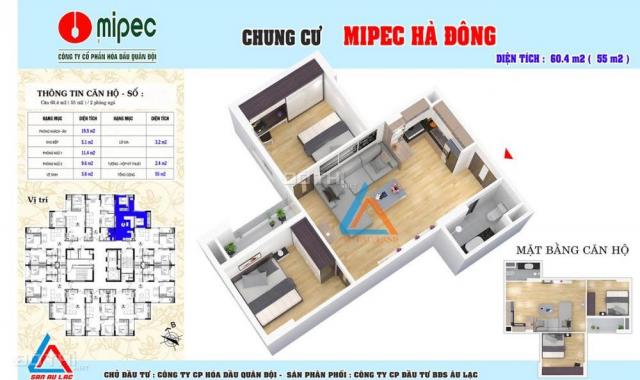 Mở bán căn hộ chung cư Mipec Hà Đông, Hà Nội diên tích 55m2 giá chỉ 14.5tr/m2