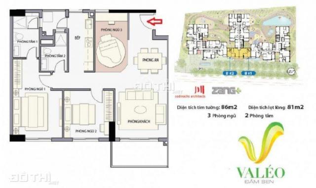 Bán căn hộ tại dự án Valeo Đầm Sen, Tân Phú, Hồ Chí Minh diện tích 86m2 giá 1,8 tỷ