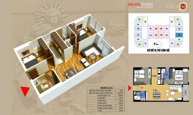 Chính chủ cần bán căn hộ 70m2, chung cư Helios 75 Tam Trinh, giá bán 26 tr/m2