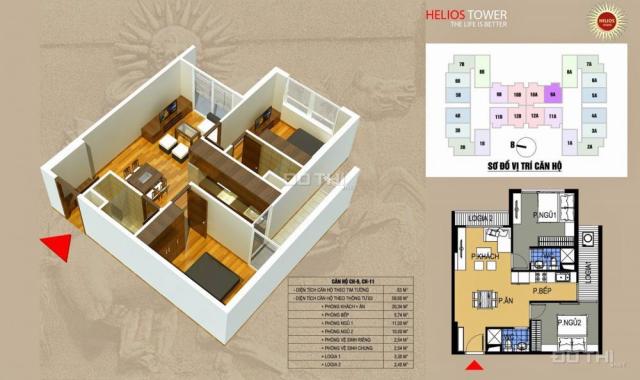 Vợ chồng tôi cần bán căn hộ 63m2 chung cư Helios 75 Tam Trinh, giá 23 triệu/m2