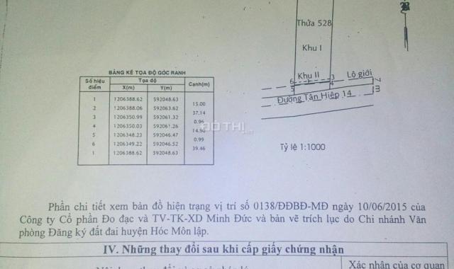 Bán xưởng MT Tân Hiệp 14, Xã Tân Hiệp, Hóc Môn, DT 15x40m