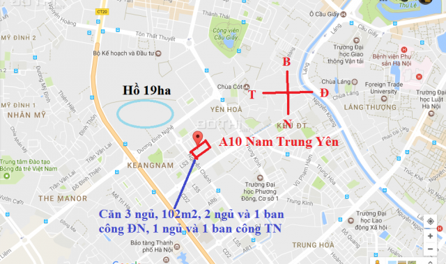 Bán căn chung cư 3 phòng ngủ, ĐN, 102m2 thông thuỷ KĐT Nam Trung Yên 0919555426