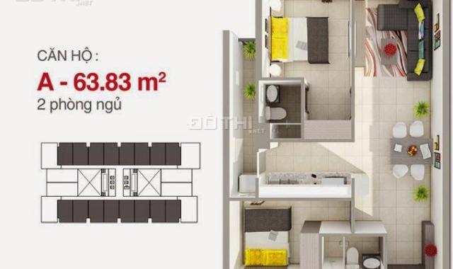Bán căn hộ chung cư tại dự án căn hộ 8X Rainbow, CĐT Hưng Thịnh, 2 PN 63.83m2 