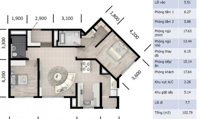 Bán CHCC tại Dự án Hyundai Hillstate, Hà Đông, Hà Nội, diện tích 102.79m2, giá 2.69 tỷ