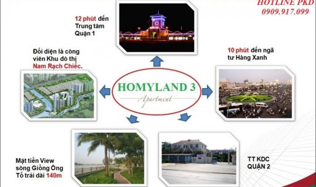 Căn hộ Homyland view sông MT Nguyễn Duy Trinh, tặng full nội thất Châu Âu, giá cực tốt chỉ 26tr/m2