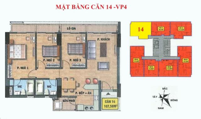Bán căn hộ diện tích 107.59m2, 3PN tòa chung cư VP4 bán đảo Linh Đàm, liên hệ: 0936 872597