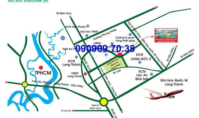 Đất thổ cư gần thị trấn Long Thành, KCN Long Đức giá 3.5tr/m2 090909.70.38