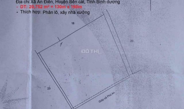 Bán đất tại Xã An Điền, Bến Cát, Bình Dương diện tích 20752m2 giá 28 tỷ