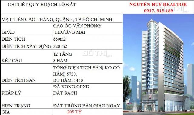 Chuyển nhượng dự án cao ốc, MT Cao Thắng, DT: 900m2, GPXD: 3 hầm + 12 lầu, DTSD: 5720m2, 210 tỷ