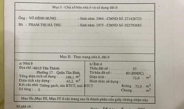 Chính chủ bán nhà HXH phường Tân Thành, Tân Phú giá chỉ 5.5 tỷ. LH: 0903702379