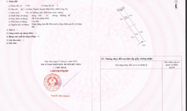 Bán đất Nguyễn Hữu Trí, tái định cư Tân Túc, chính chủ sổ hồng, 300 triệu/nền