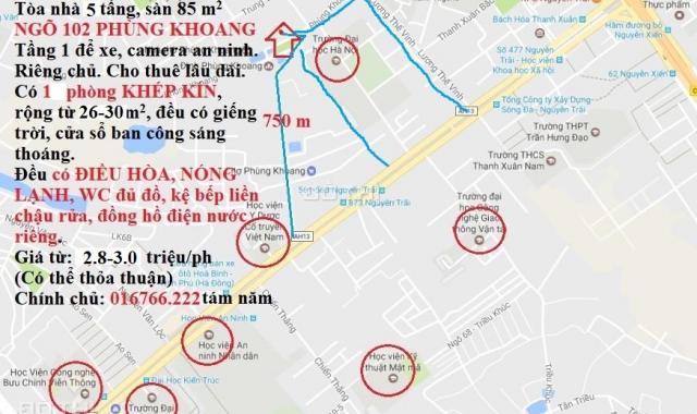 Phòng trọ ngõ 32 Phùng Khoang, full đồ, 24m2 - 30m2, riêng chủ, cách đường Nguyễn Trãi 400m