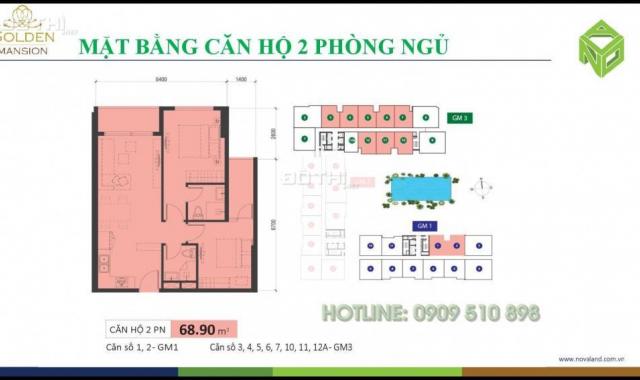 Bán 2PN, 68m2 căn hộ Golden Mansion 119 Phổ Quang, giá tốt