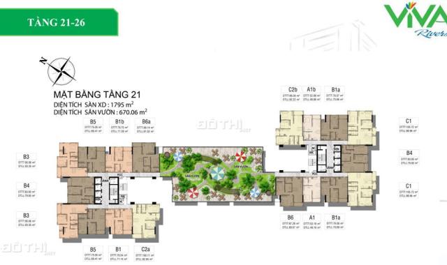 Bán căn hộ 3PN tại dự án Viva Riverside, Quận 6, Hồ Chí Minh, diện tích 90,06m2 giá 2,8 tỷ