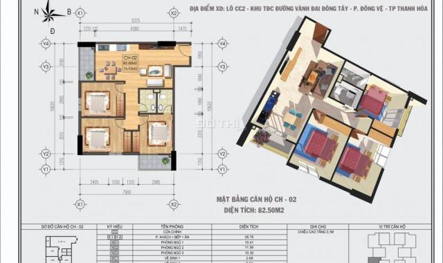 CH đầu ve Tecco 3 PN, 2 WC, 2 ban công rộng rãi cực mát trả trước 245 tr ở ngay (LH 0913.74.2325)