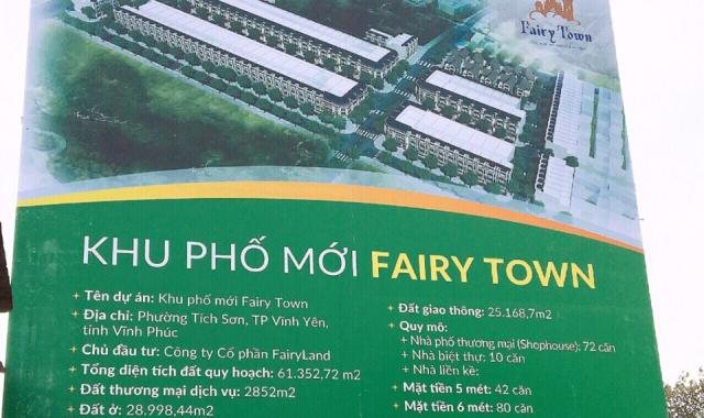 Bán nền liền kề Fairy Town trung tâm TP Vĩnh Yên, giá từ 17tr/m2, đã có sổ đỏ. LH: 0972397793