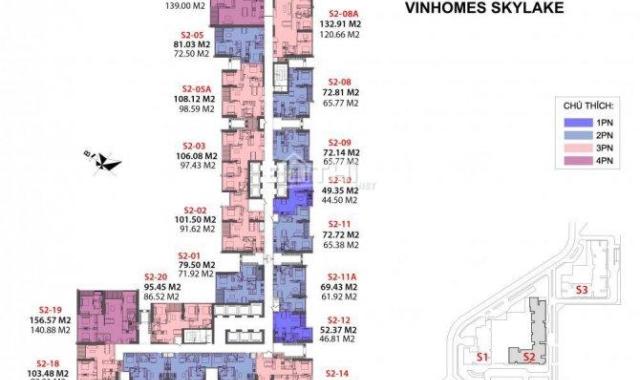 Chủ nhà bán căn 2 phòng ngủ S211, giá 3.33 tỷ Vinhomes Sky Lake. LH 0964801121