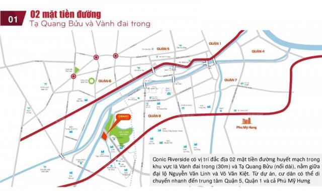 Chỉ từ 1,1 tỷ 1 căn, căn hộ Conic Riverside cạnh Quốc Lộ 50, NH hỗ trợ vay 70%. LH 0938199552