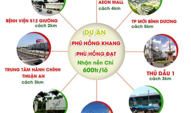 Bán đất mặt tiền đường Bình Chuẩn 36 - Dự án Phú Hồng Khang - SHR - Thổ cư 100%