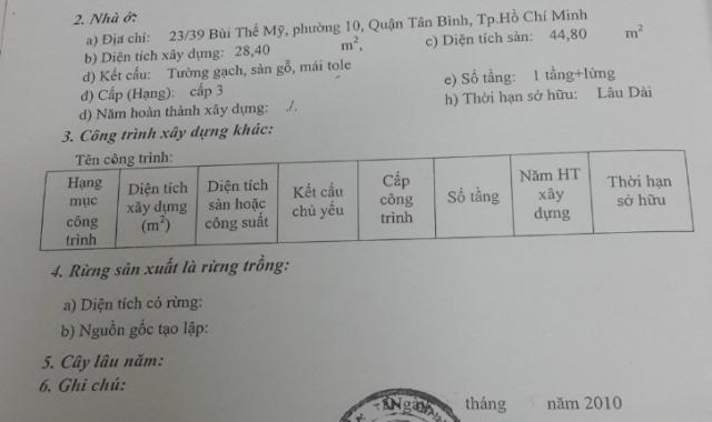 Bán nhà chính chủ 23/39 HXH Bùi Thế Mỹ, P. 10, Tân Bình, 3.7 tỷ