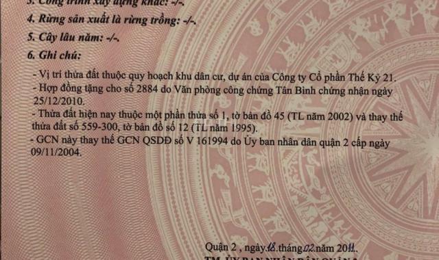 Bán nhanh nền đất Thế Kỷ 21, khu Thạnh Mỹ Lợi Q2. DT 5 x 20.5m, (TC 103m2), đường 12m, giá 88 tr/m2