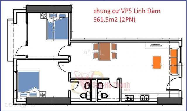 Bán căn góc tầng 9 VP5 diện tích 61.5m2 x 2PN, Linh Đàm