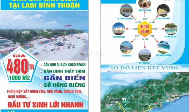 Bán đất gần biển đường Hùng Vương, Xã Tân Bình, La Gi, Bình Thuận, DT 1000m2, giá 480 triệu