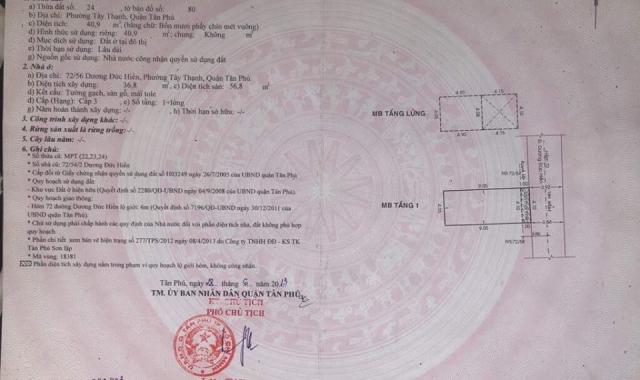 Hẻm 72 Dương Đức Hiền, 4x10m, cấp 4, giá 3.5 tỷ