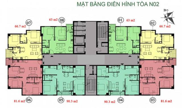 Chính chủ bán căn góc 2 PN, 66.8m2, tòa N02, K35 Tân Mai, giá 25.6tr/m2 bao phí. LH 0982.726.226