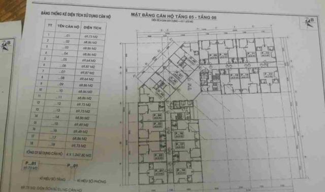 Chính chủ cần bán gấp căn hộ số 13 tầng trung, DT 69,82m2, chung cư CT2A Thạch Bàn