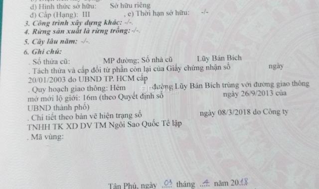 Đất hẻm 262 Lũy Bán Bích 4.2 x 12.5m, nở hậu 4.5m, giá 4.5 tỷ